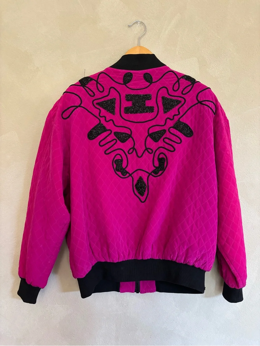 Kansai Yamamoto silk quilted beaded bomber jacket